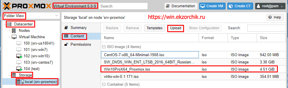 Сформированный iso образ залил на Debian 10 + Proxmox 6