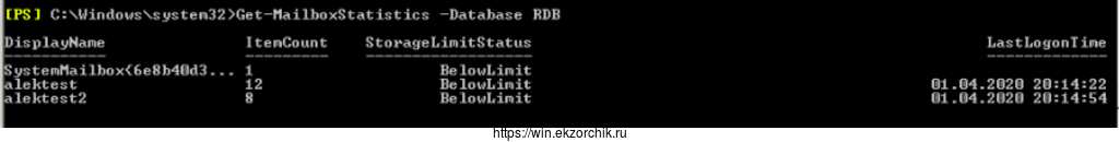 Содержимое восстановленного в базе RDB