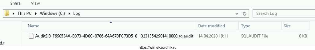 В Каталоге C:\Log есть запись аудита