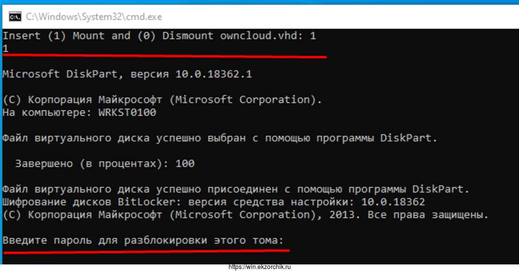 Скрипт запрашивает, подключить или отключить, подключаю и ввожу парольную фразу