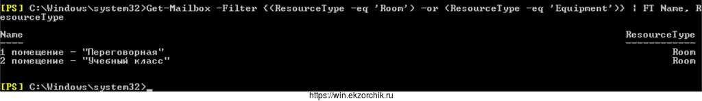 Вывод комнат через PowerShell