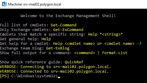 Запускаю Exchange Management Shell.