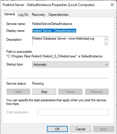 Сервис "Firebird Server - DefaultInstance" работает.