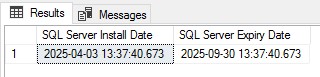 Определяю время окончания бесплатного использования продукта SQL Server.