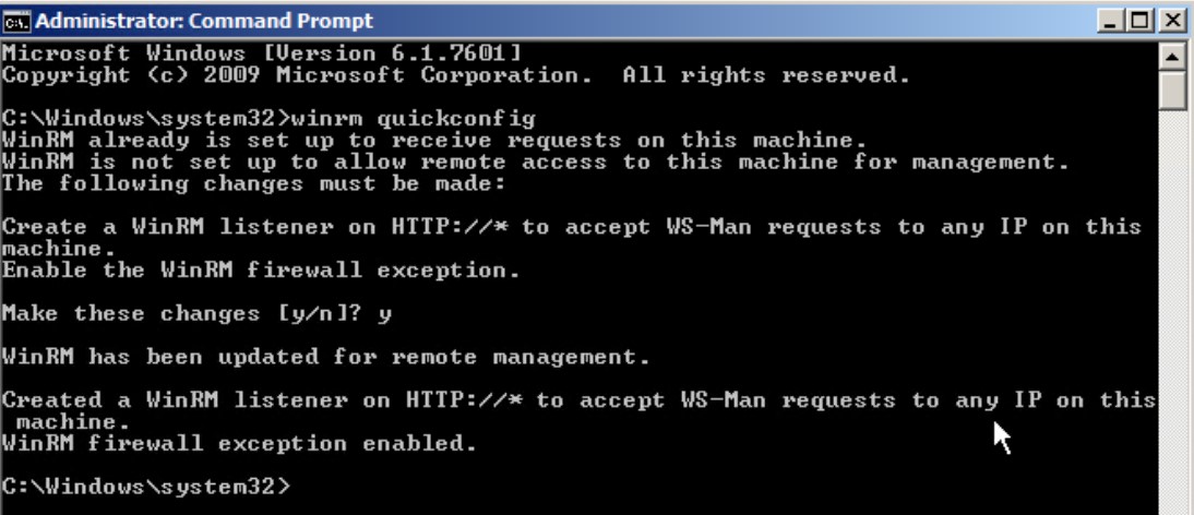 Проверяю, что WinRM настроен на сервере.