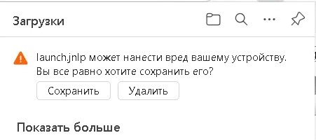 После того, как нажали на "Launch Console" будет предложено скачать launch.jnlp - соглашаемся.