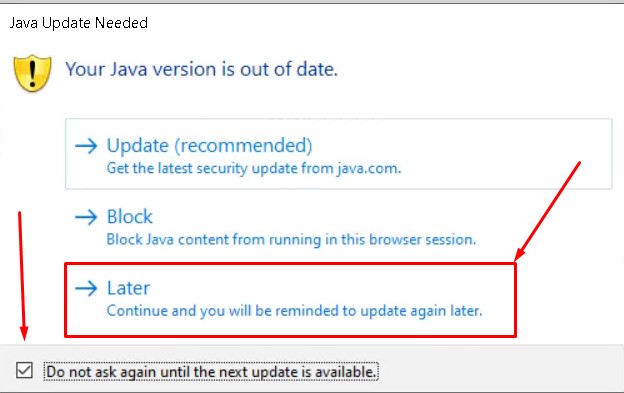 Скачали launch.jnlp и запускаем, после нажимаем "Later" - и подключение к консоли IPMI проходит успешно.